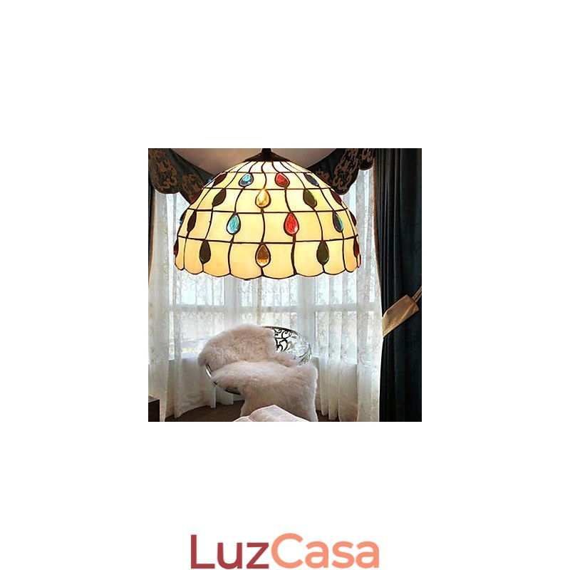 Lustre de vidro colorido de artes criativas rurais europeias que restauram formas antigas de luz de lâmpada