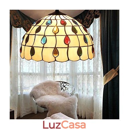 Lustre de vidro colorido de artes criativas rurais europeias que restauram formas antigas de luz de lâmpada Lustre de vidro colorido de artes criativas rurais europeias que restauram formas antigas de luz de lâmpada