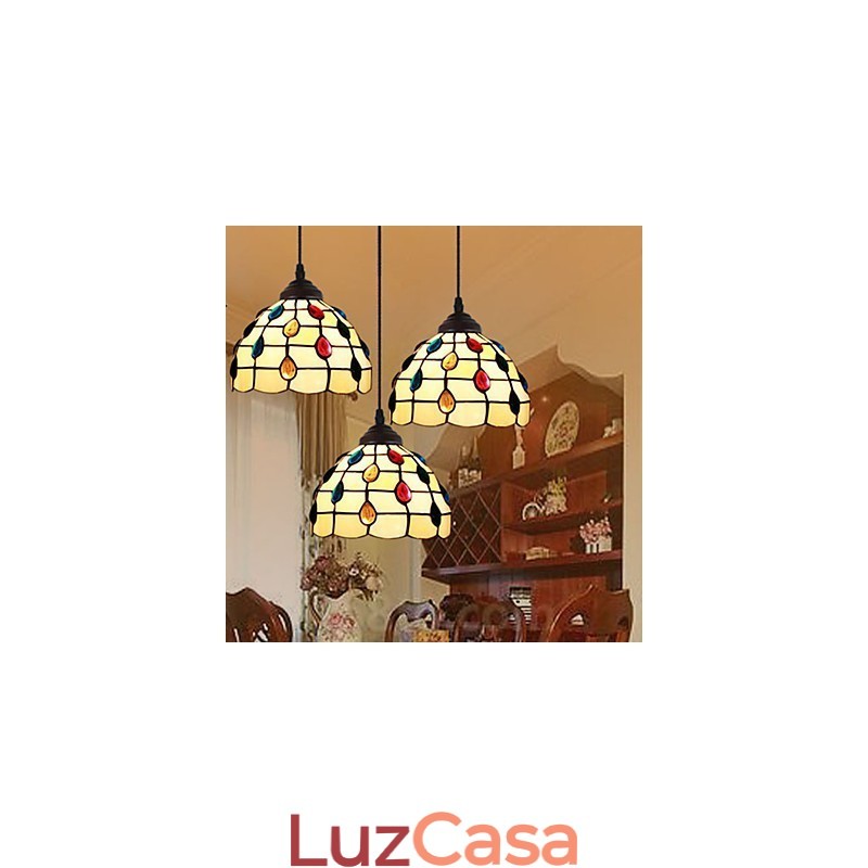 Lustre de vidro colorido de artes criativas rurais europeias que restauram formas antigas de luz de lâmpada