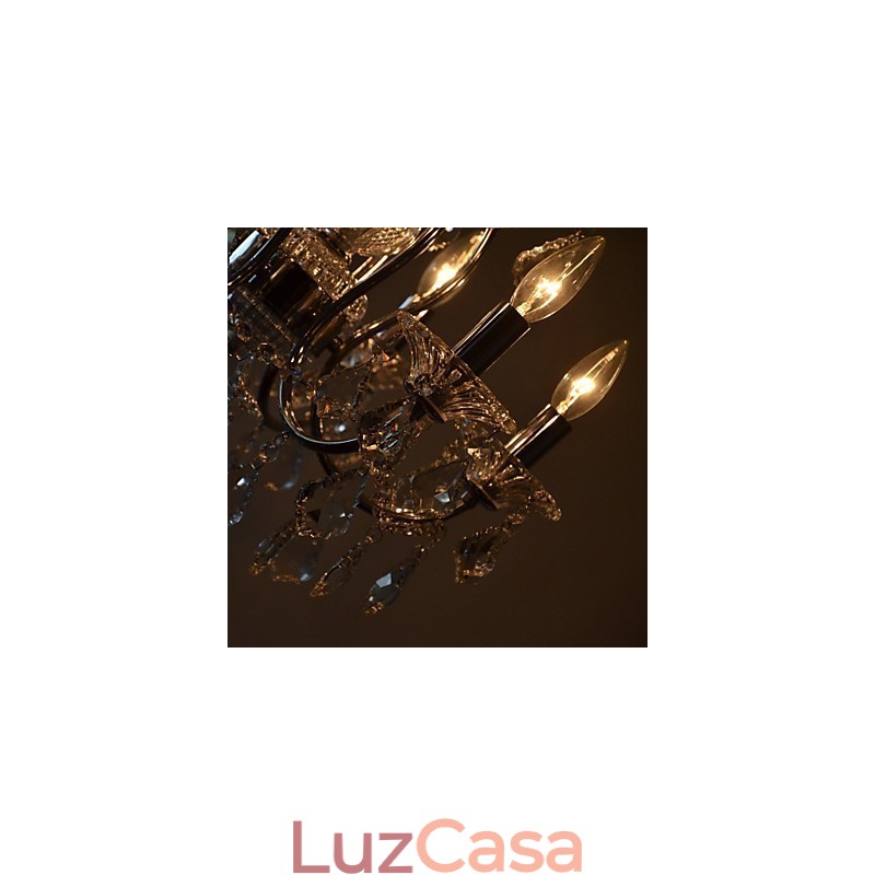 Lustre de cristal cromado clássico tradicional em metal
