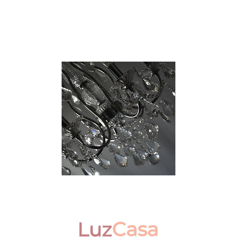 Lustre de cristal cromado clássico tradicional em metal