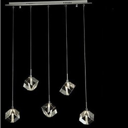 Luminária de cristal da moda com pingente de cristal de cinco cabeças
