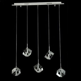 Luminária de cristal da moda com pingente de cristal de cinco cabeças