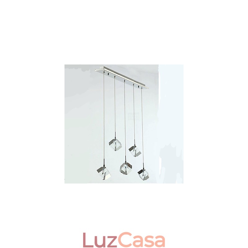 Luminária de cristal da moda com pingente de cristal de cinco cabeças