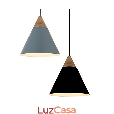 Mini Luminária Pendente Cone Artística 1 Luz Acabamento Mordern Simplicity Preto Branco Azul Poeira Alumínio e Madeira Droplight Mini Luminária Pendente Cone Artística 1 Luz Acabamento Mordern Simplicity Preto Branco Azul Poeira Alumínio e Madeira Droplight