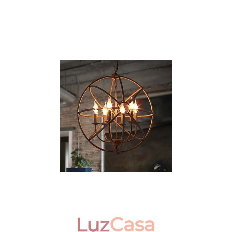 Luzes sentadas Nordic Country Ferro forjado Americano Retro Vela Lustre O Lustre Preto