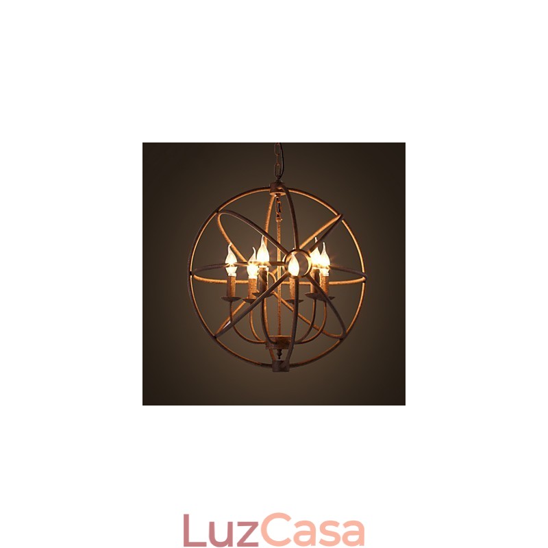 Luzes sentadas Nordic Country Ferro forjado Americano Retro Vela Lustre O Lustre Preto