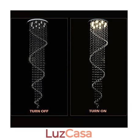 Lustre de cristal moderno com pingente de luz, luminárias de iluminação com espiral única D70CM H250CM