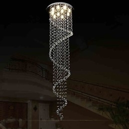 Lustre de cristal moderno com pingente de luz, luminárias de iluminação com espiral única D70CM H250CM