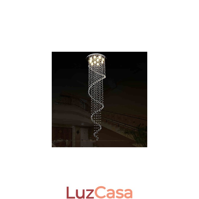 Lustre de cristal moderno com pingente de luz, luminárias de iluminação com espiral única D70CM H250CM
