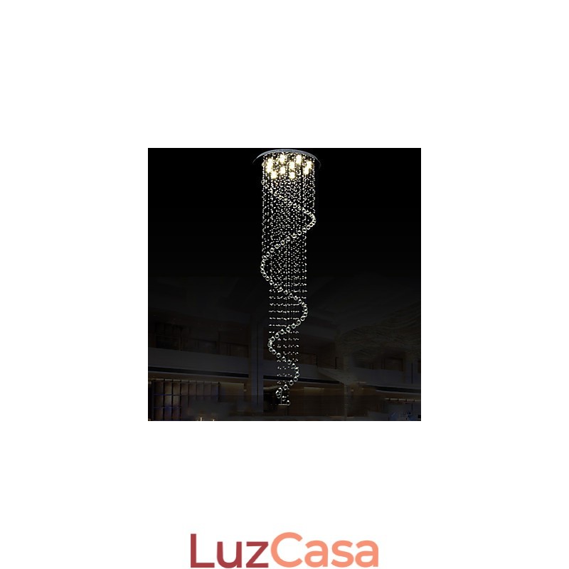 Lustre de cristal moderno com pingente de luz, luminárias de iluminação com espiral única D70CM H250CM