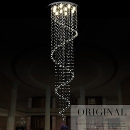 Lustre de cristal moderno com pingente de luz, luminárias de iluminação com espiral única D70CM H250CM