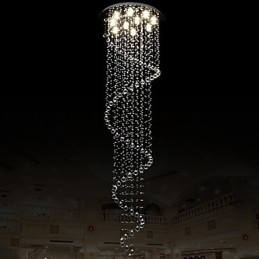 Lustre de cristal moderno com pingente de luz, luminárias de iluminação com espiral única D70CM H250CM