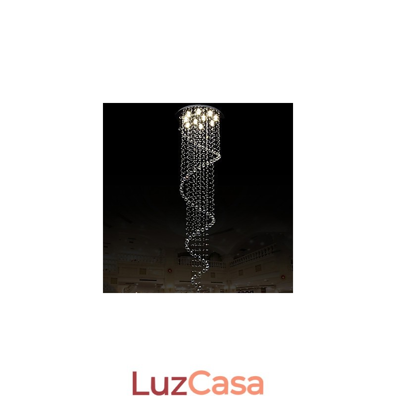 Lustre de cristal moderno com pingente de luz, luminárias de iluminação com espiral única D70CM H250CM