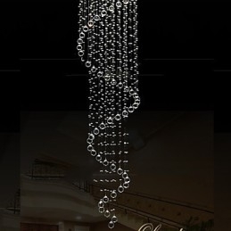 Lustre de cristal moderno com pingente de luz, luminárias de iluminação com espiral única D70CM H250CM