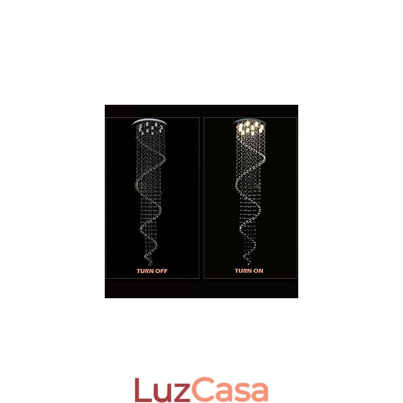 Lustre de cristal moderno com pingente de luz, luminárias de iluminação com espiral única D70CM H250CM