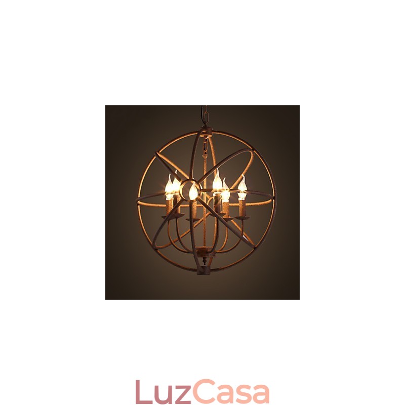 Luzes sentadas Nordic Country Ferro forjado Americano Retro Vela Lustre O Lustre Preto