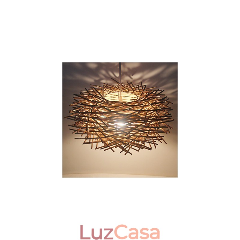 Lâmpada de teto suspensa de cabeça única moderna Rural Cany Art Woven Rattan