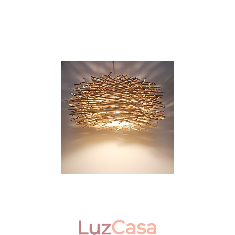 Lâmpada de teto suspensa de cabeça única moderna Rural Cany Art Woven Rattan