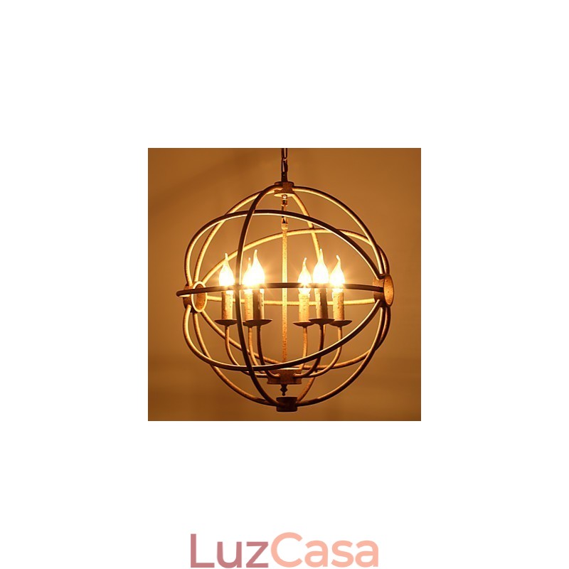 Luzes sentadas Nordic Country Ferro forjado Americano Retro Vela Lustre O Lustre Preto