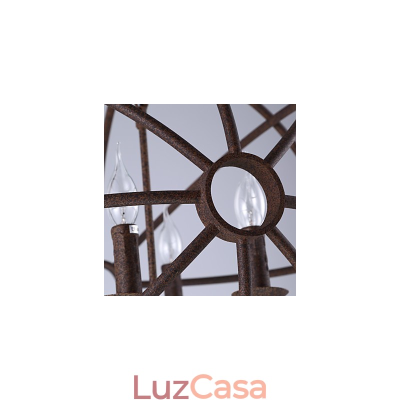 Luzes sentadas Nordic Country Ferro forjado Americano Retro Vela Lustre O Lustre Preto