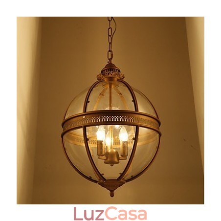 Lustre de Ferro Bronze Lâmpada Vidro Lustre de Ferro Bronze Lâmpada Vidro