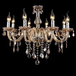 Lustre de Cristal de Luxo com Velas Cristal Âmbar