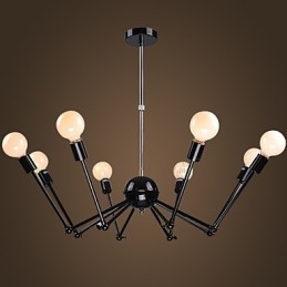 Lustre American Loft Black Lights Iron Spider com 12 cabeças