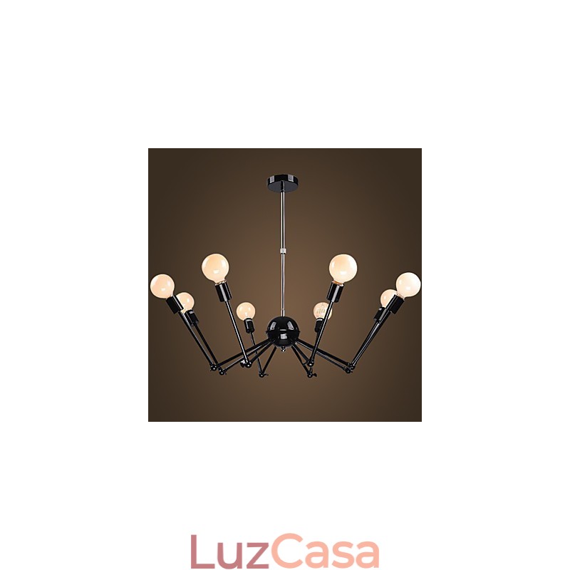 Lustre American Loft Black Lights Iron Spider com 12 cabeças