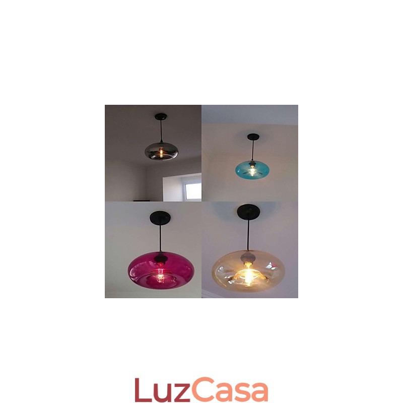 Pendente Característico Moderno 1 Luz Com Sombra Transparente