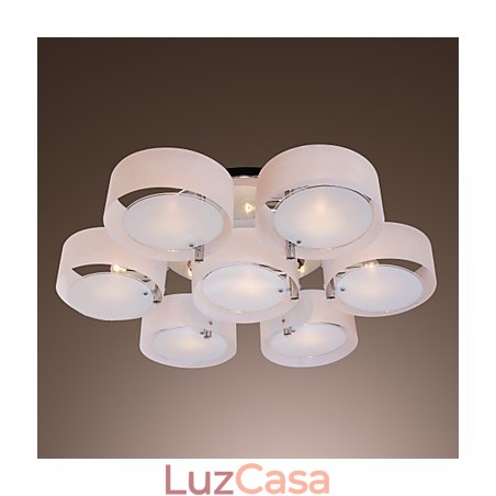 Lustre moderno contemporâneo de metal cromado com montagem embutida Lustre moderno contemporâneo de metal cromado com montagem embutida
