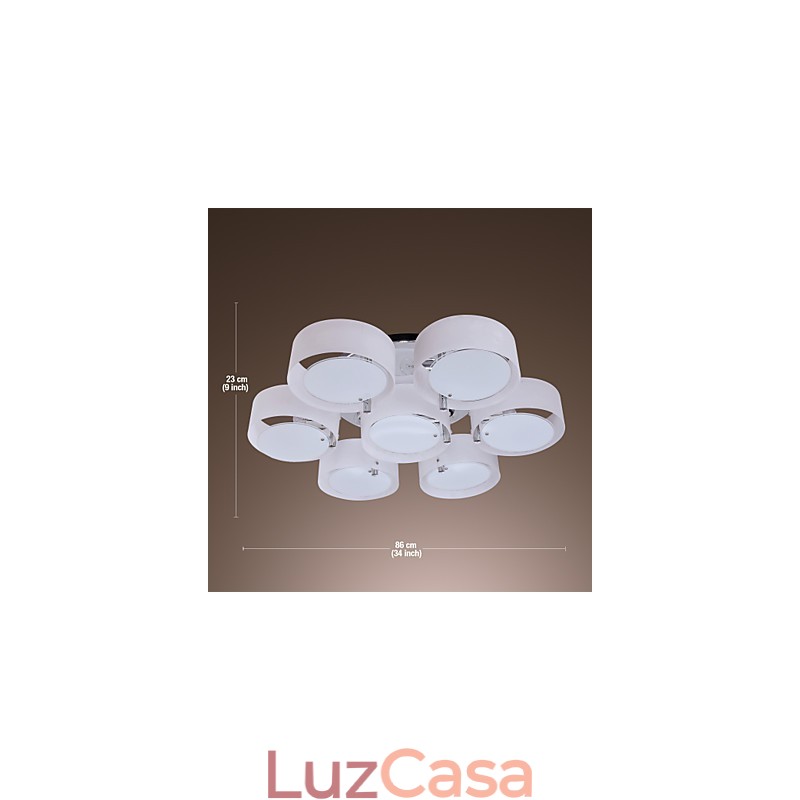 Lustre moderno contemporâneo de metal cromado com montagem embutida