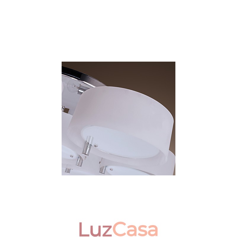 Lustre moderno contemporâneo de metal cromado com montagem embutida