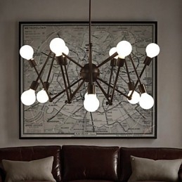 Lustre American Loft Black Lights Iron Spider com 12 cabeças