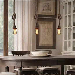 1 Luz DIY Art Hemp Rope Light Criativo Hemp Rope Droplight