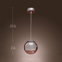 Luminária pendente moderna contemporânea estilo globo mini cromado de metal
