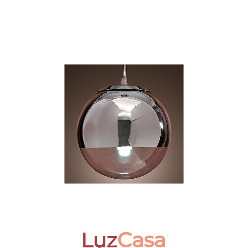 Luminária pendente moderna contemporânea estilo globo mini cromado de metal