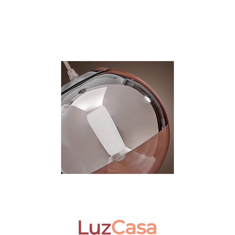Luminária pendente moderna contemporânea estilo globo mini cromado de metal