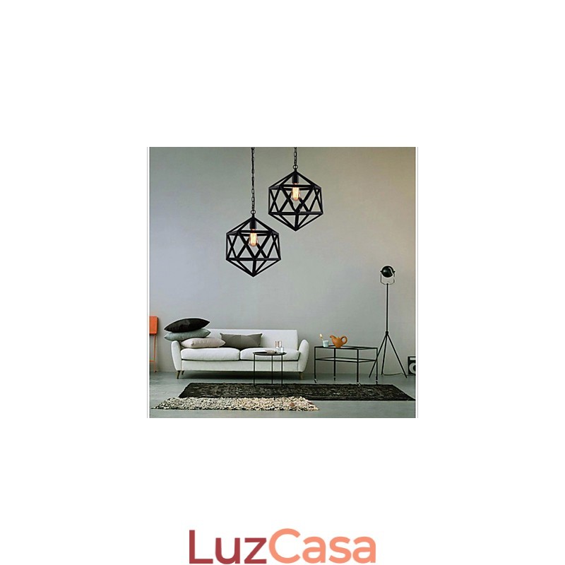 Lâmpada industrial retrô droplight hexaedro artístico originalidade ferro forjado pingente luz