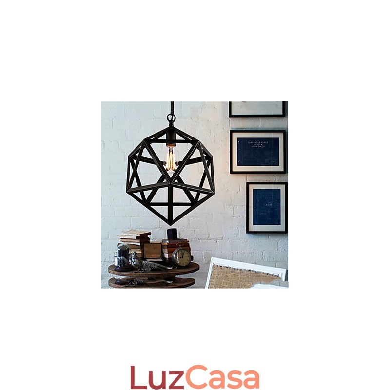 Lâmpada industrial retrô droplight hexaedro artístico originalidade ferro forjado pingente luz