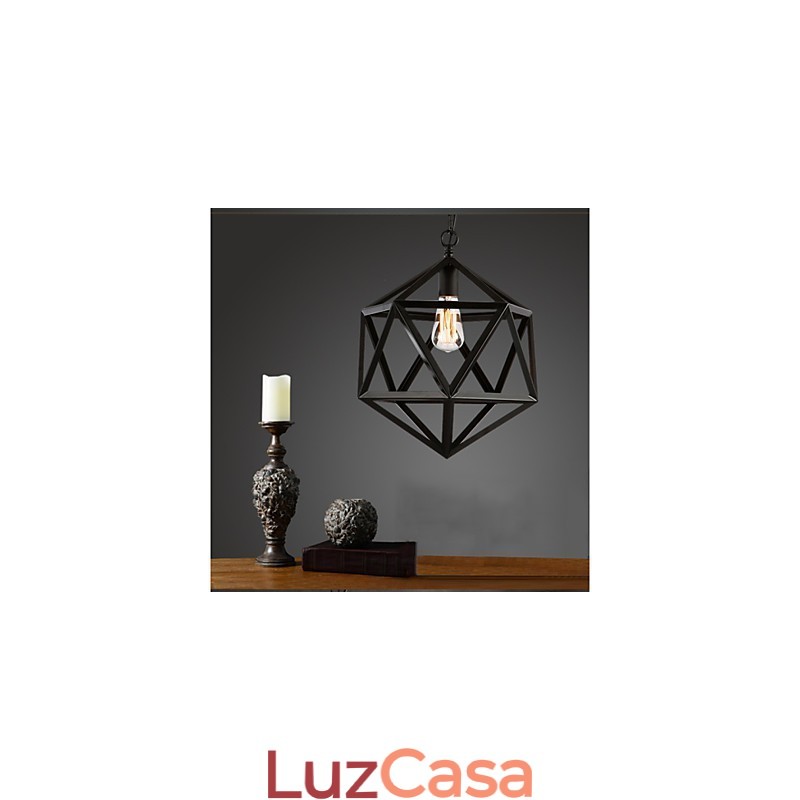 Lâmpada industrial retrô droplight hexaedro artístico originalidade ferro forjado pingente luz