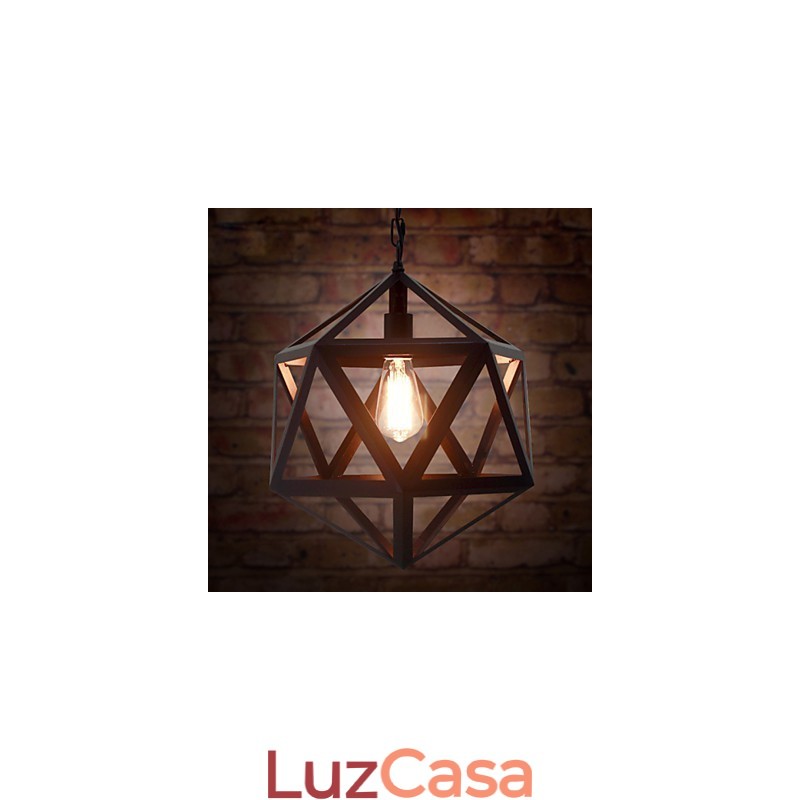 Lâmpada industrial retrô droplight hexaedro artístico originalidade ferro forjado pingente luz