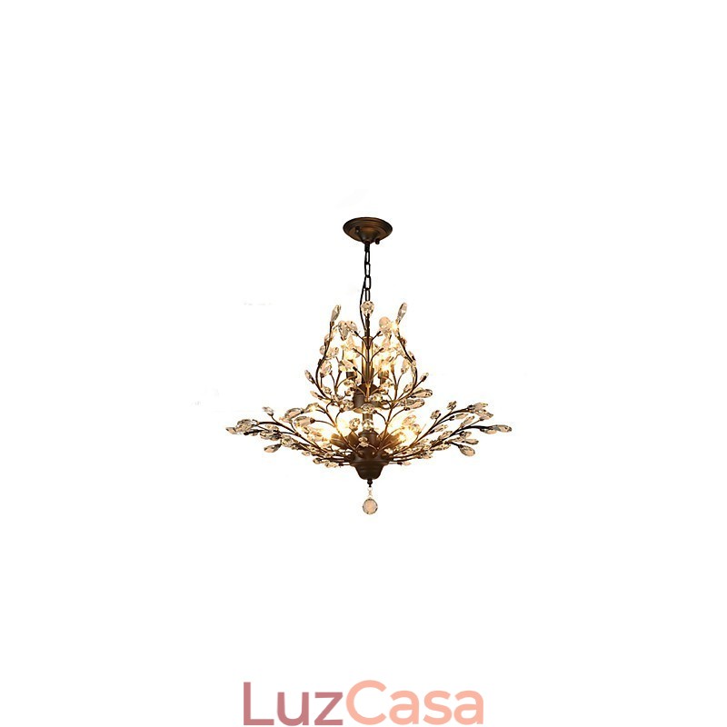 Vintage Crystal Flush Mount 7 Luzes Pintura de Metal Preto OU Dourado