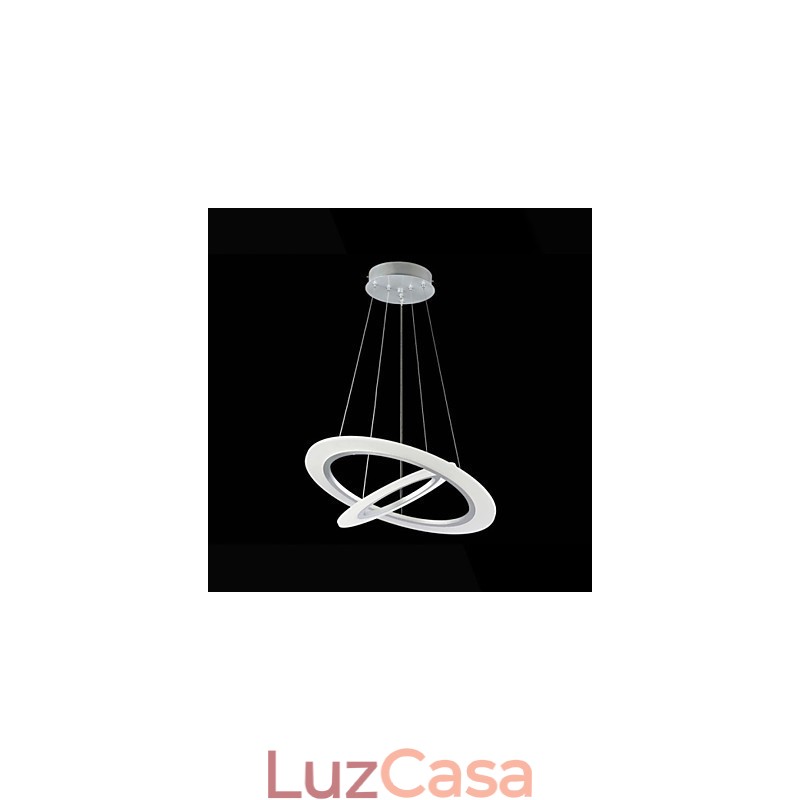 Luminária pendente moderna de teto com lustre e 2 anéis