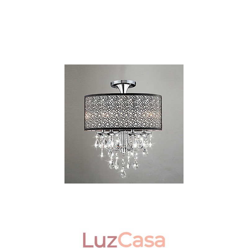 Moderno contemporâneo tambor cristal mini estilo lustre cromado