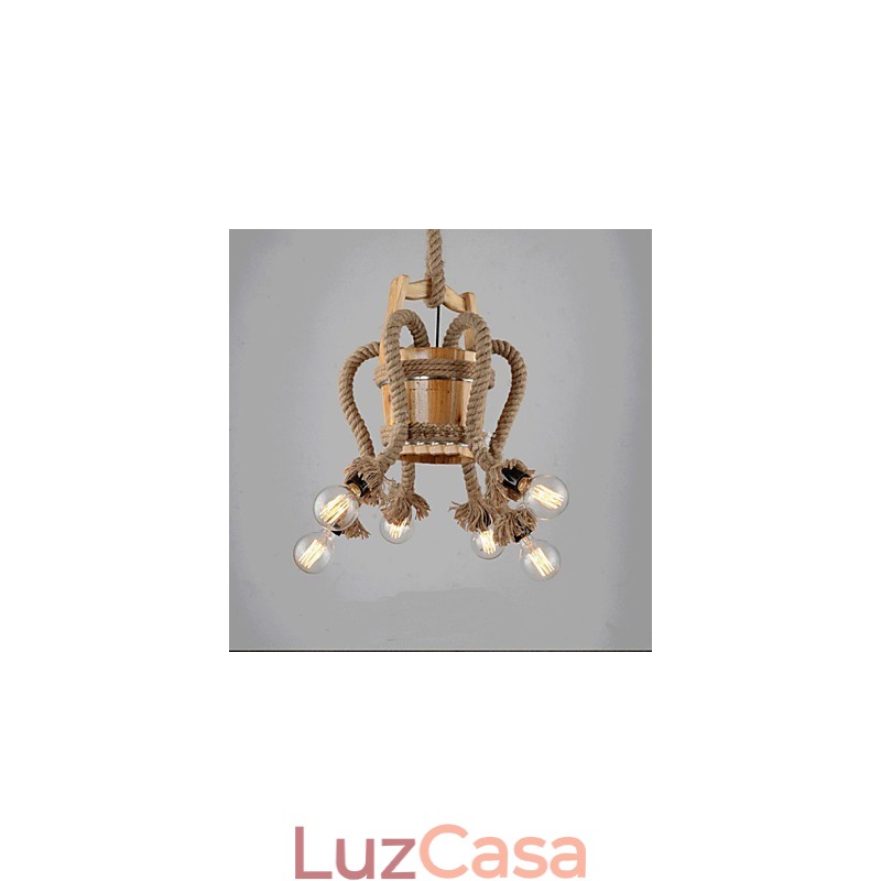 Lustre de barril de madeira Lâmpada criativa