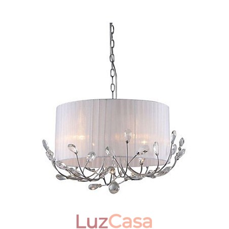 Lustre de cristal moderno com cúpula de tecido Lustre de cristal moderno com cúpula de tecido