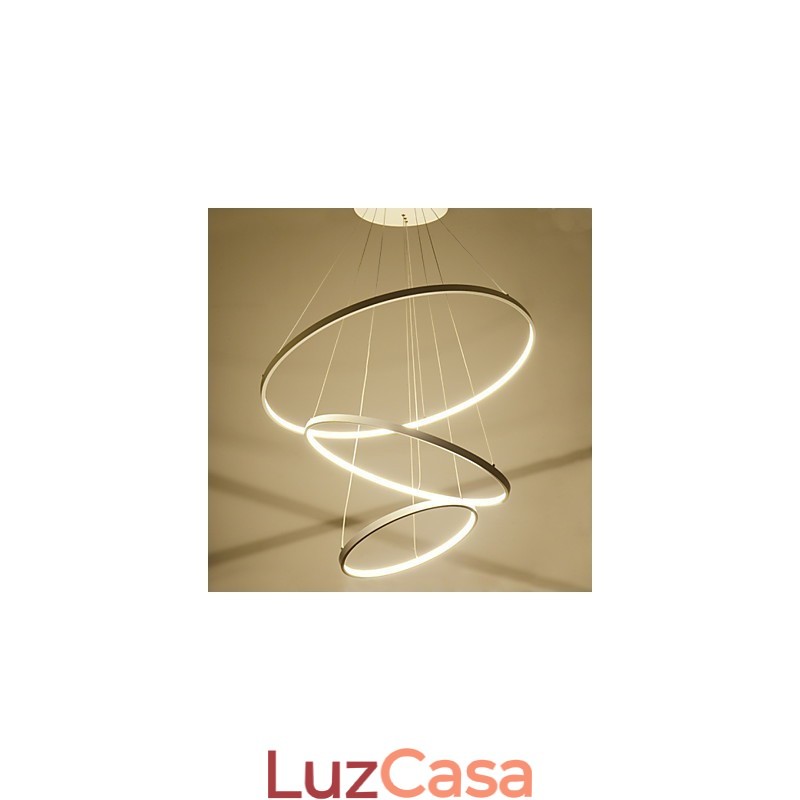 Luminária pendente de design moderno com três anéis