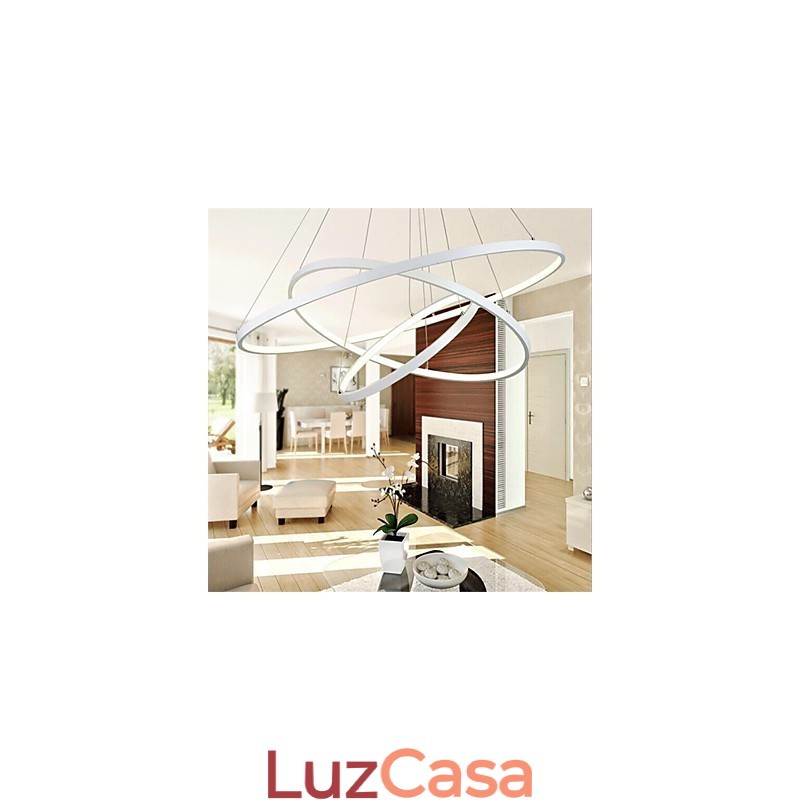 Luminária pendente de design moderno com três anéis