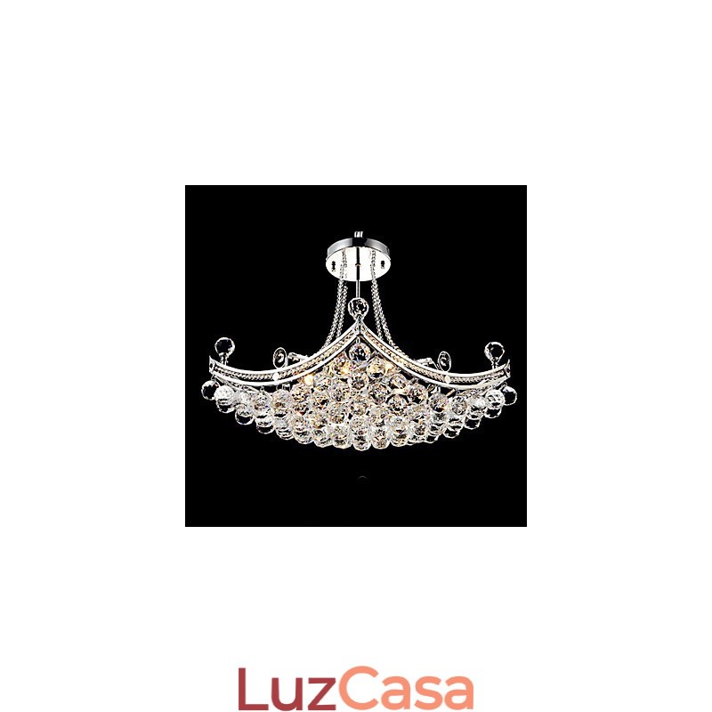 Luminária pendente moderna contemporânea de cristal galvanizado em metal